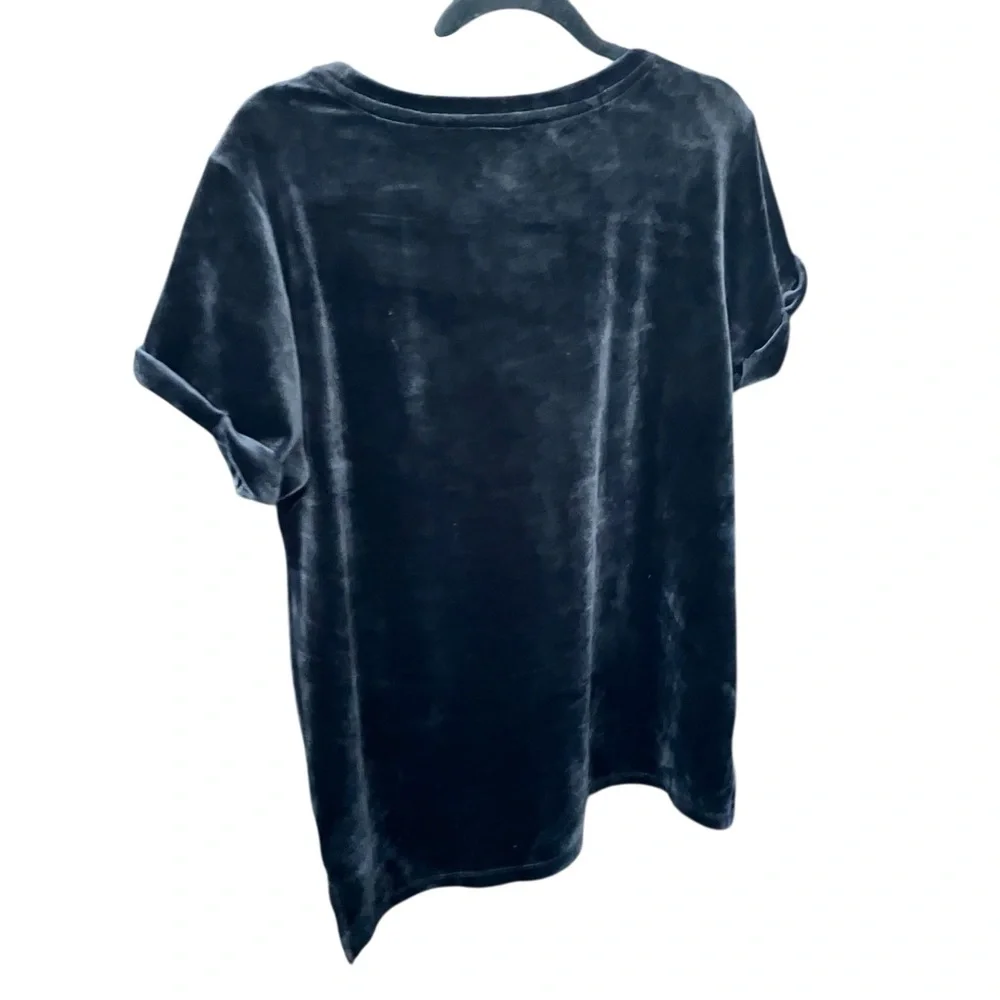 DKNYT Black Velour Pocket Tee Y2K‎ Soft Grunge Streetwear, Medium